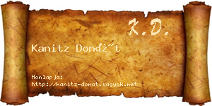Kanitz Donát névjegykártya